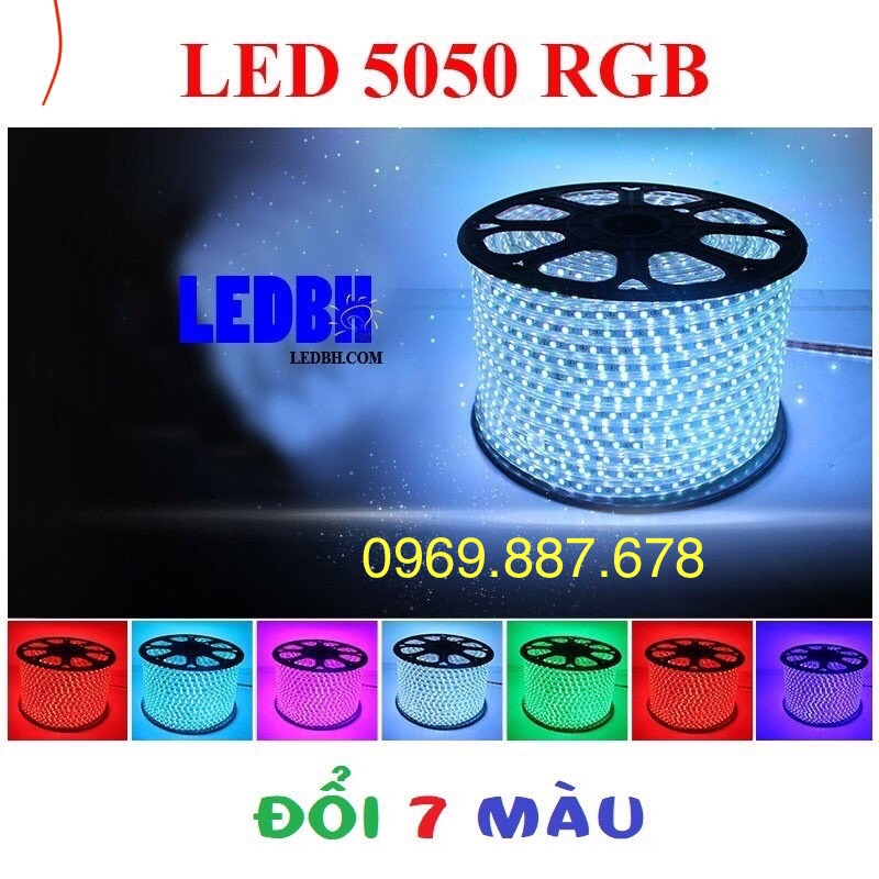 10m led dây 5050 đổi 7 màu kèm remote