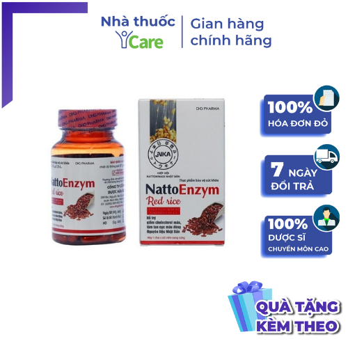 NattoEnzym Red Rice lọ 60 viên giảm cholesteriol, giảm nỗi lo mỡ máu, cục máu dông trong lòng mạch