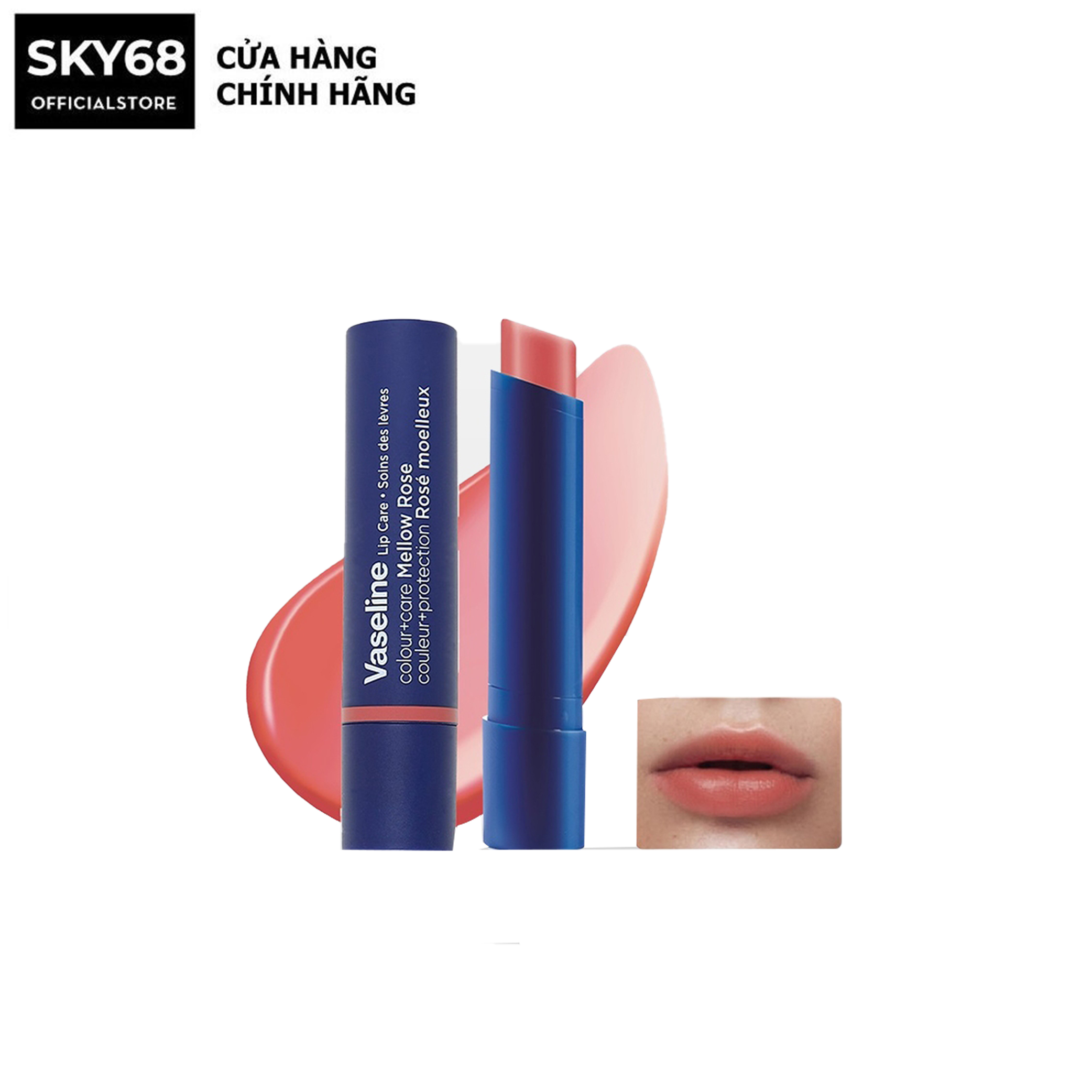 Son dưỡng môi Vaseline Colour+Care Mellow Rose (Hồng cam) 3g