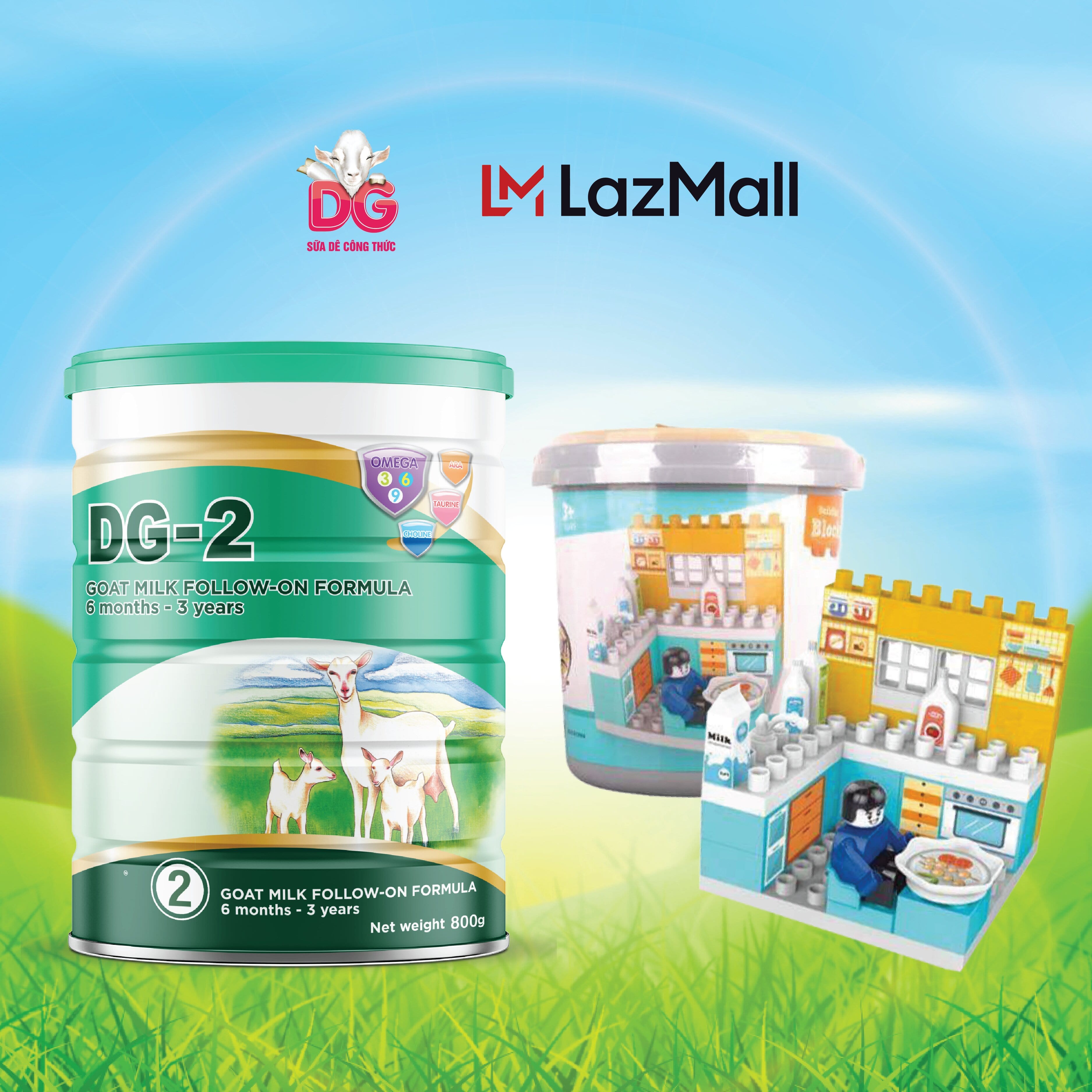Cb 03 lon sữa dê dg-2 800g tặng 1 hộp lắp ráp lego
