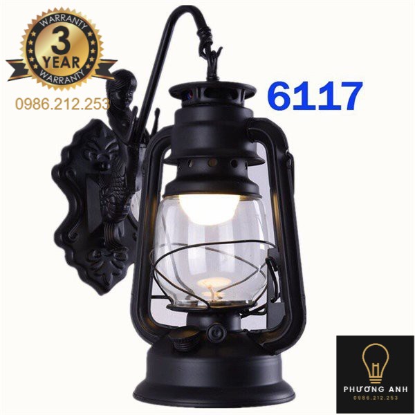 Đèn gắn tường đèn dầu bão trang trí nội ngoại thất phòng khách phòng ngủ, hành lang mã 6211- Đèn Phương Anh