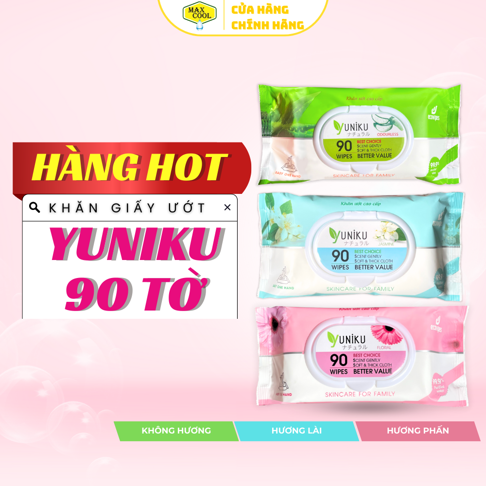 Khăn giấy ướt cao cấp 90 Tờ Yuniku