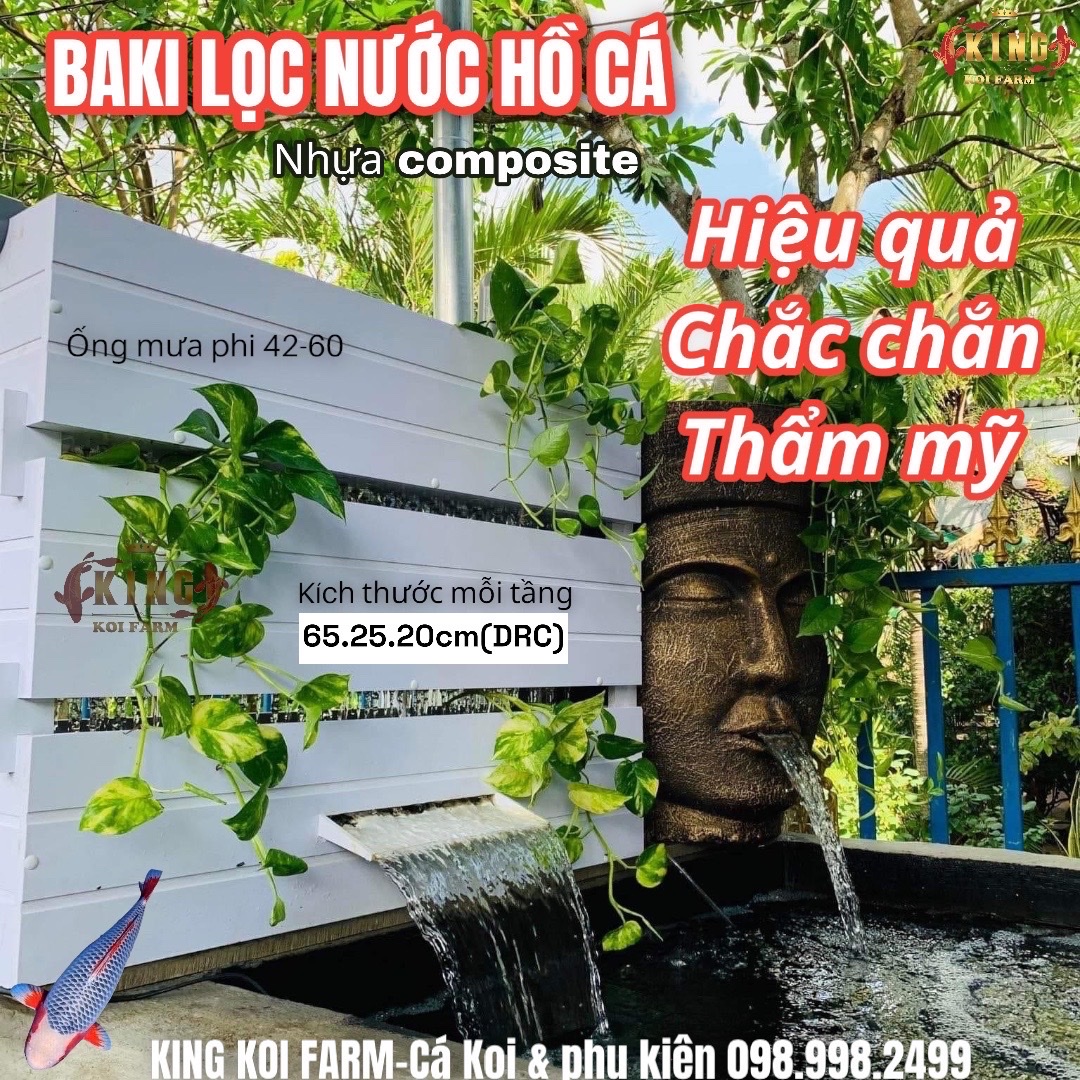 Baki lọc nước hồ cá trắng,đen bằng nhựa composite 3 tầng lọc nước hồ cá Koi baki lọc nước chuyên dụng hồ cá koi