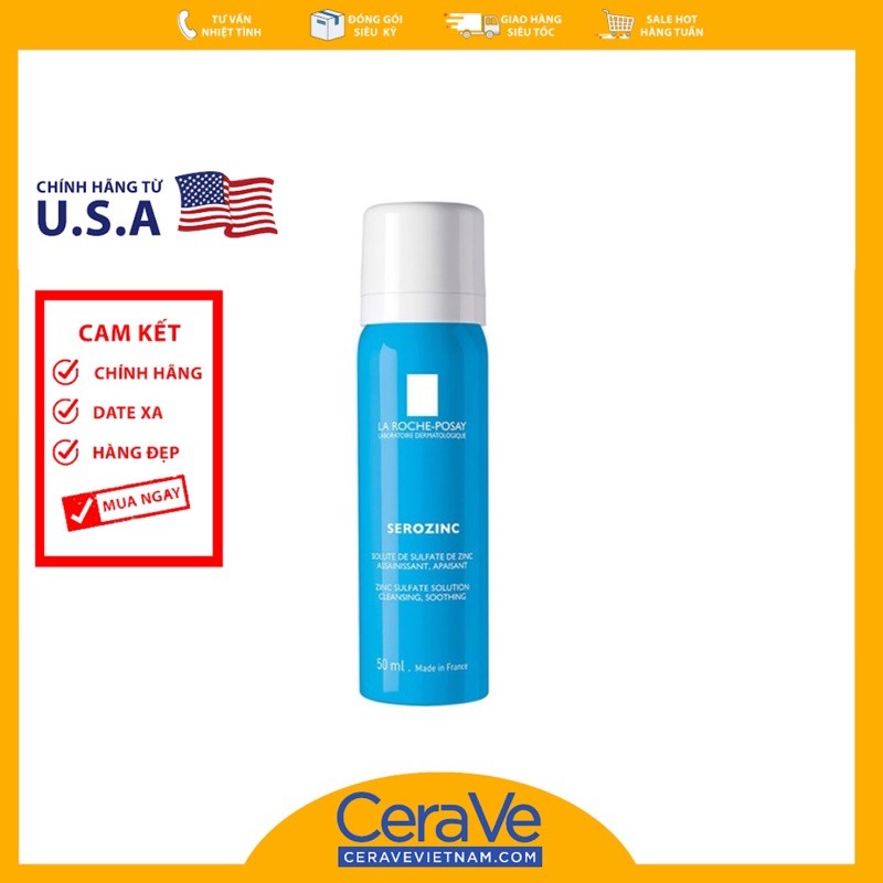 Xịt khoáng da dầu mụn la roche posay serozinc