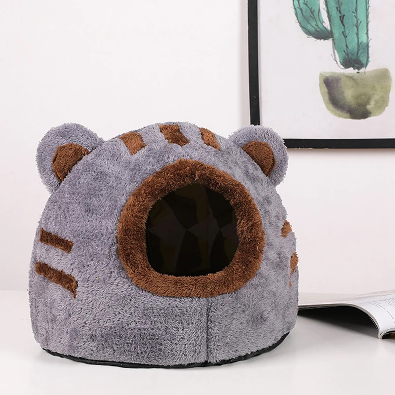 Soft Cat Houses Winter Deep Sleep Comfort Cat Bed Cute Bear Head Shape Nest s Tent Cozy Cave for  Winter Supplies