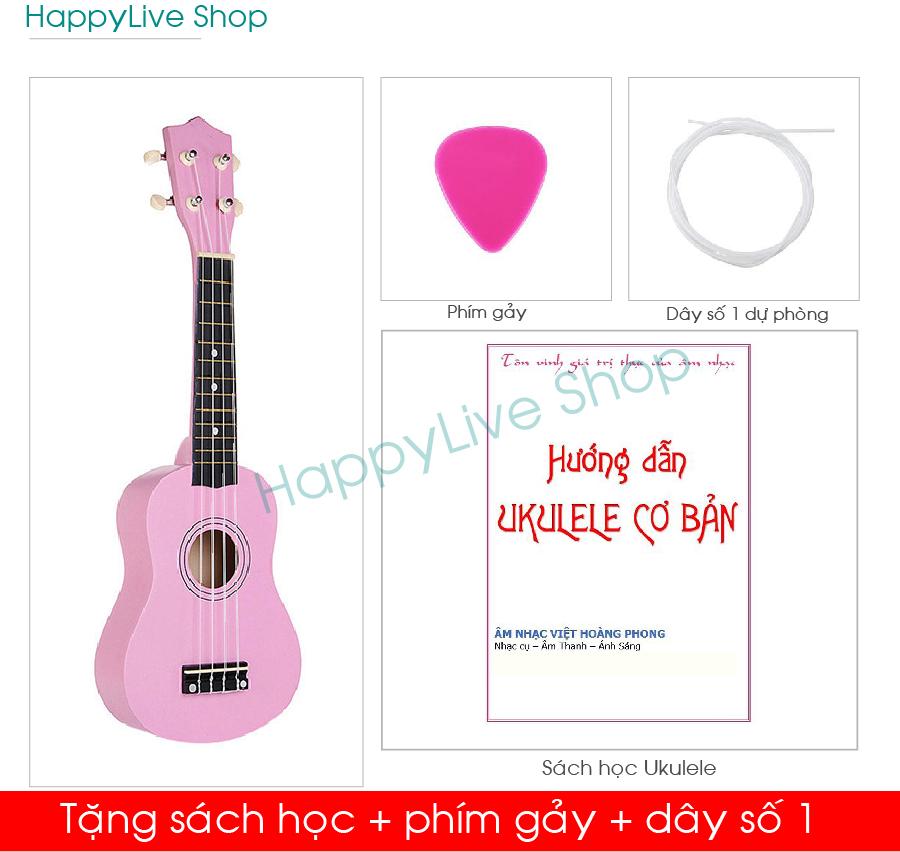 [HCM]Đàn Ukulele Soprano Gỗ Màu Trơn (Limited) - Tặng 3 phụ kiện Sách học phím gảy dây dự phòng - HappyLive Shop