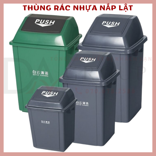 Thùng rác nhựa baiyun nắp lật 25l/40l/60l/100l hàng nhập khẩu siêu bền