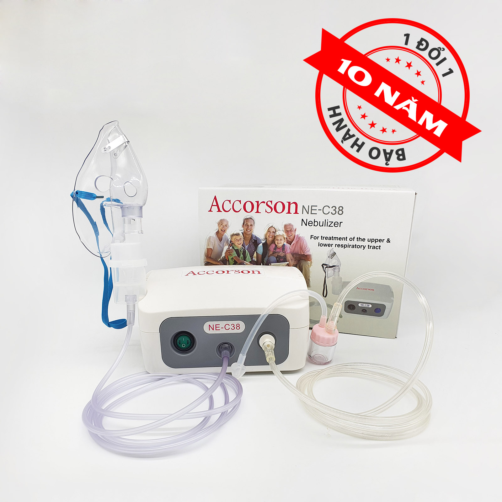 [NHẬP KHẨU ANH] Máy khí dung, máy xông hút mũi 2 trong 1 Accorson NE C38 – Chuyên đ𝐢𝐞̂̀𝐮 𝐭𝐫𝐢̣ viêm phổi, viêm phế quản, viêm xoang