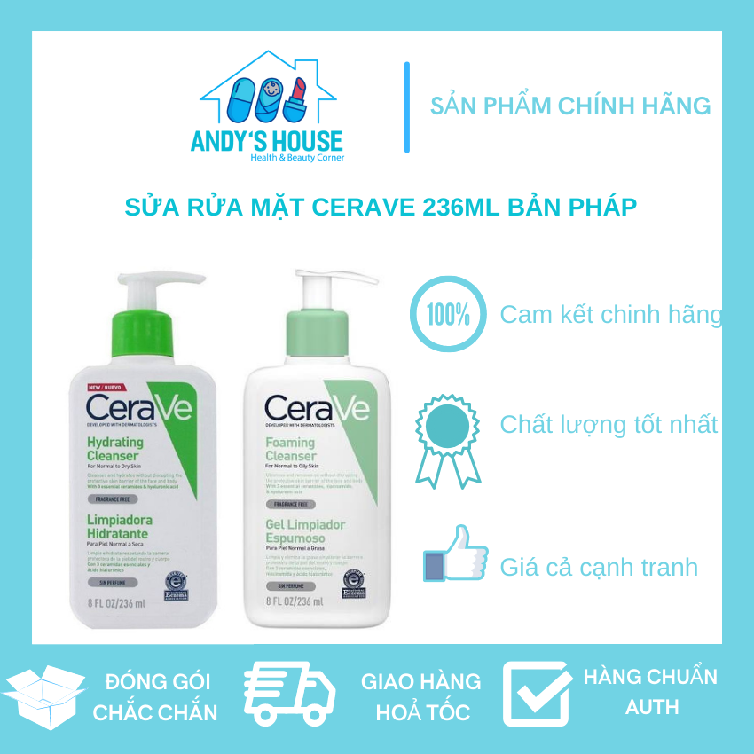 Sửa rửa mặt cerave bản pháp 236ml