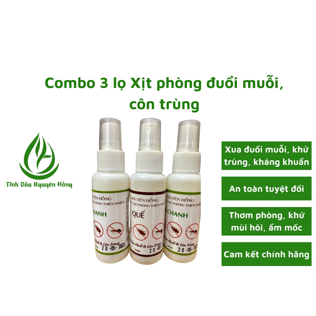 Thanh lý combo 3 chai xịt phòng tinh dầu quế và sả chanh