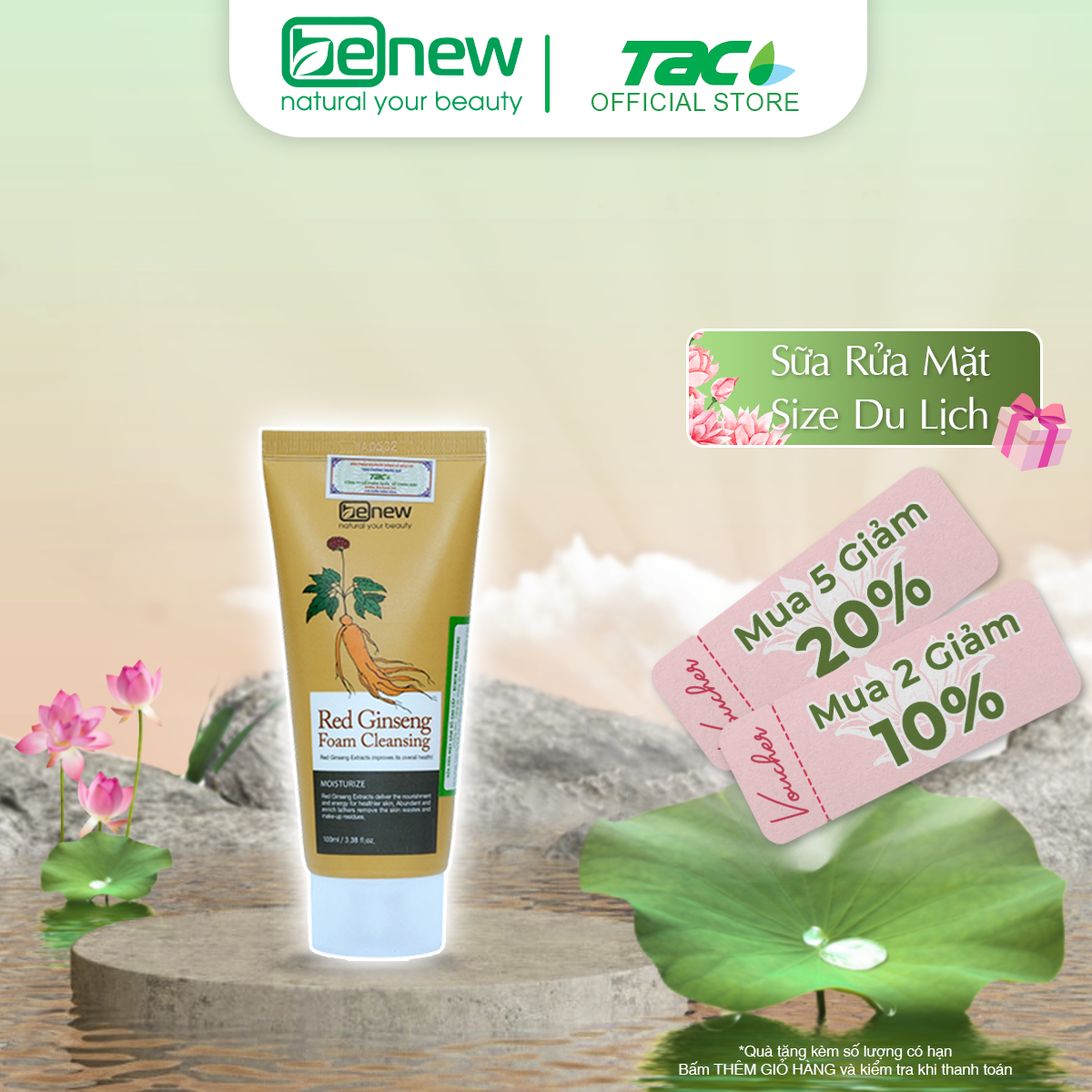 Sữa rửa mặt cao cấp sâm đỏ hàn quốc benew red ginseng 100ml thiên anh cosmetic