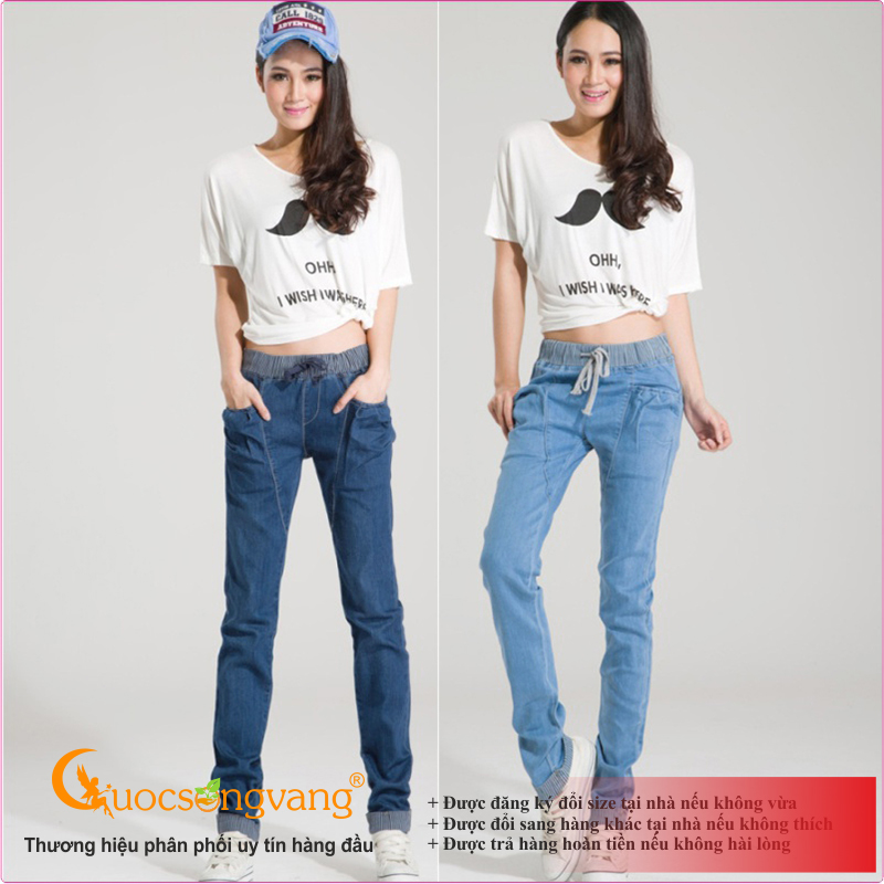 Quần nữ đẹp co giãn quần jean nữ harem kiểu lưng thun dáng thể thao GLQ013 Cuocsongvang