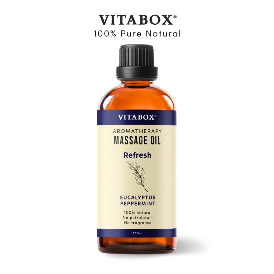 Dầu massage body VITABOX Refresh aromatherapy massage oil mát xa thư giãn thở sâu từ dầu nền và tinh dầu thiên nhiên