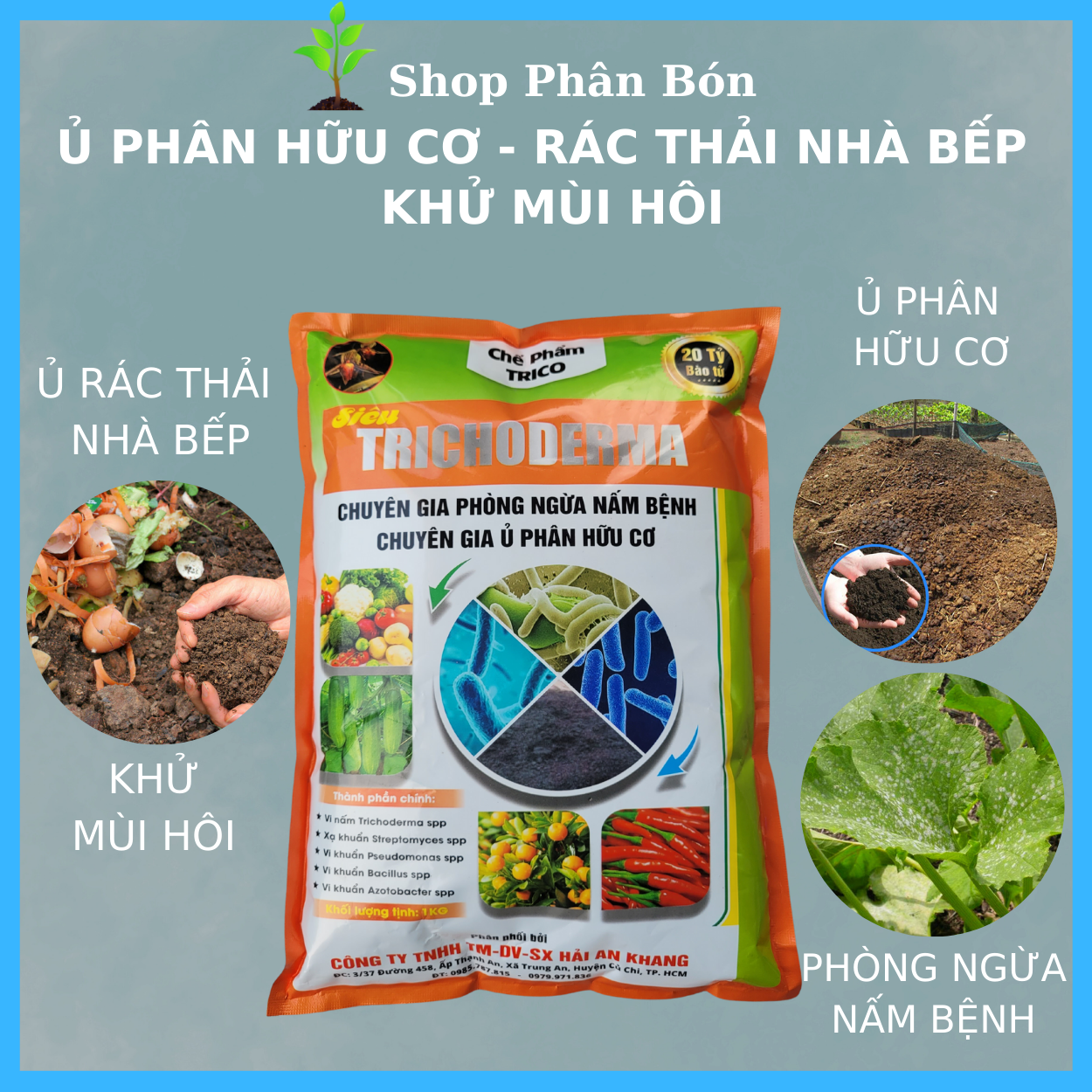 Chế phẩm trichoderma chuyên ủ các loại phân hữu cơ cho mọi cây trồng và rau sạch