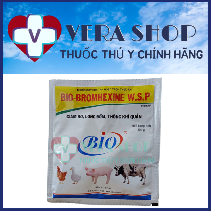 BIO BROMHEXINE 100G - Giảm ho, long đờm, thông khí quản trên gia súc, gia cầm - Sỉ Lẻ Thuốc Thú Y
