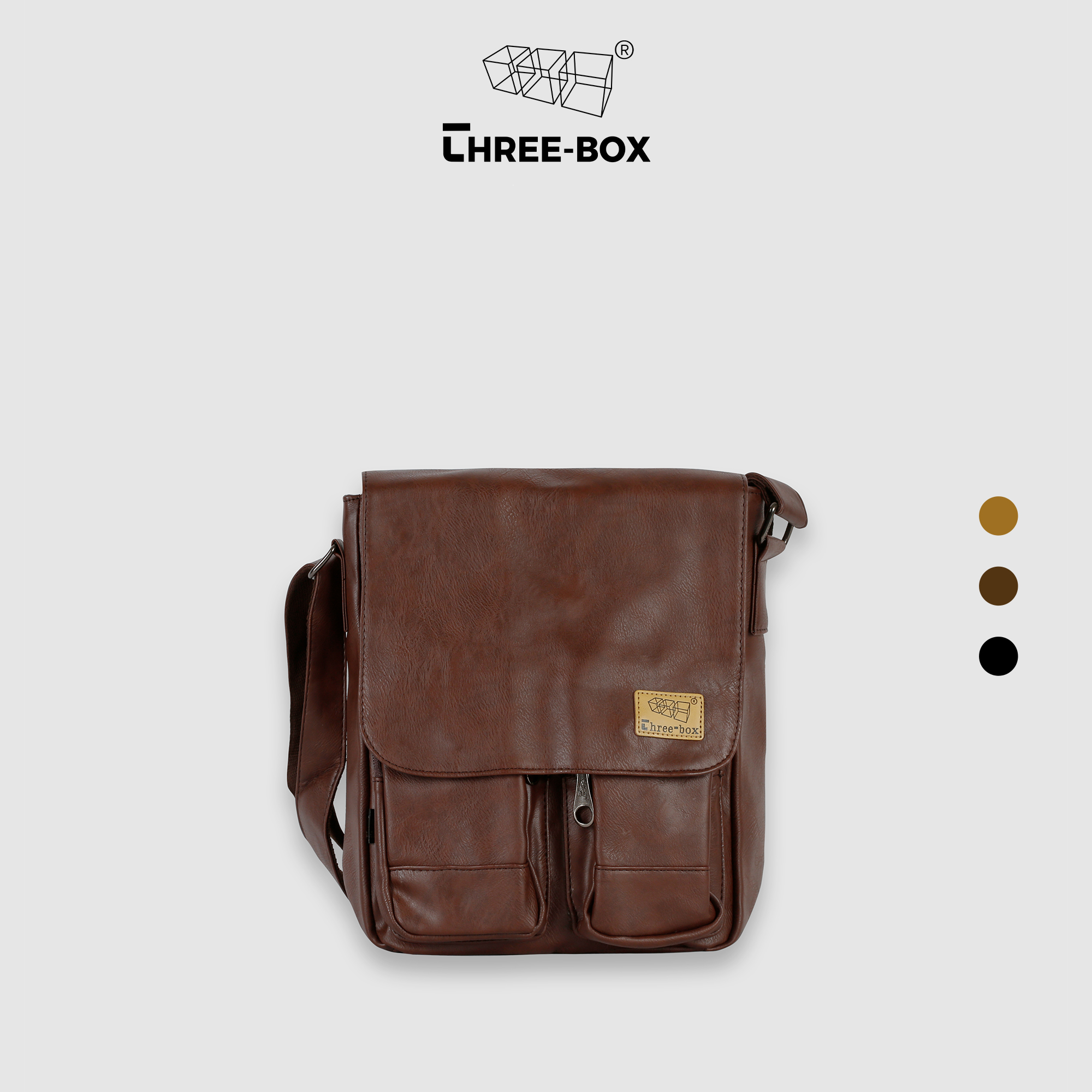 Túi đeo chéo da nam nữ đựng vừa ipad 9.7 inch thương hiệu Three-Box - MS5533