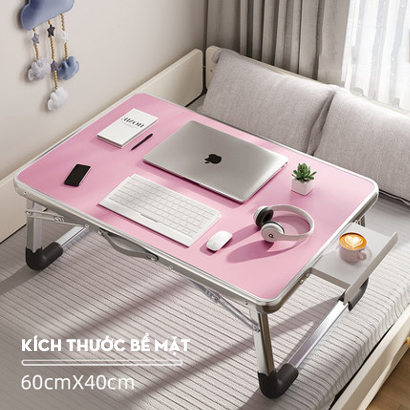 Bàn Học Gấp Gọn Thông Minh , Bàn Xếp Gấp Gọn Ngồi Giường Có Khay Để Cốc Canashop