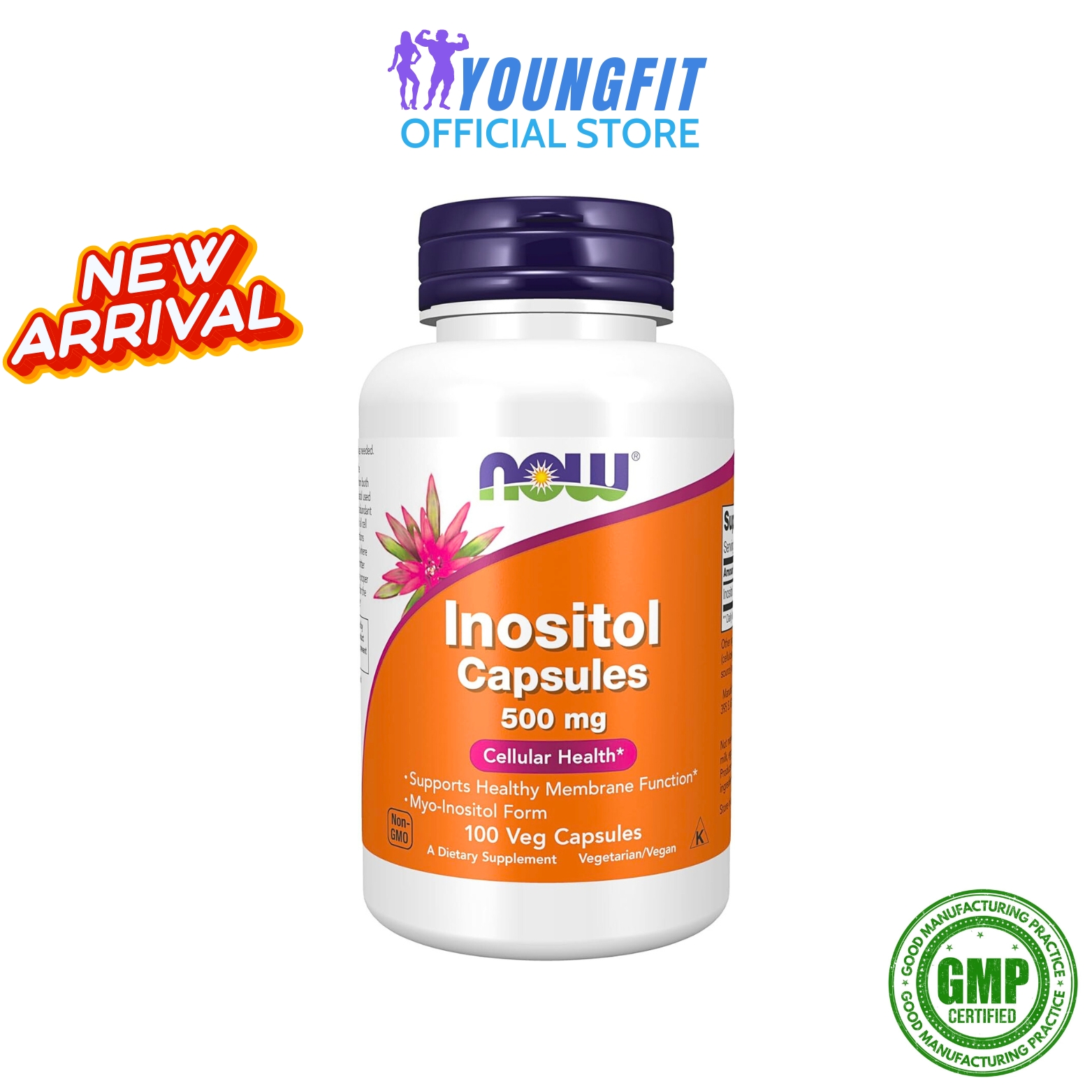 NOW Foods Inositol Capsules 500 mg 100 Veg Capsules
