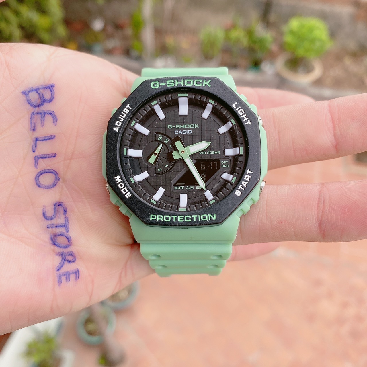 Đồng hồ thể thao G-Shock GA-2100 Màu Xanh Ngọc dây cao su,kim số tiêu chuẩn tự động,GShock GA2100 chống nước