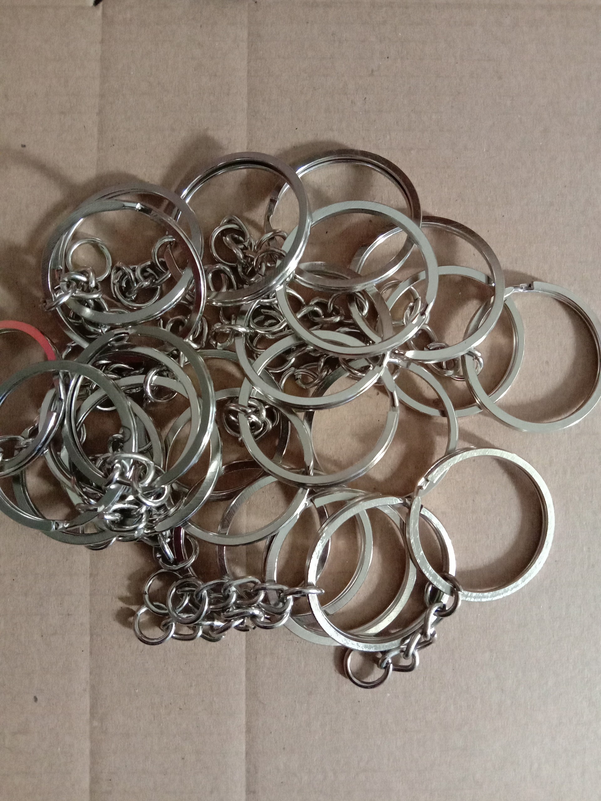 Combo 10 khoen móc khóa inox có xích phụ kiện handmade