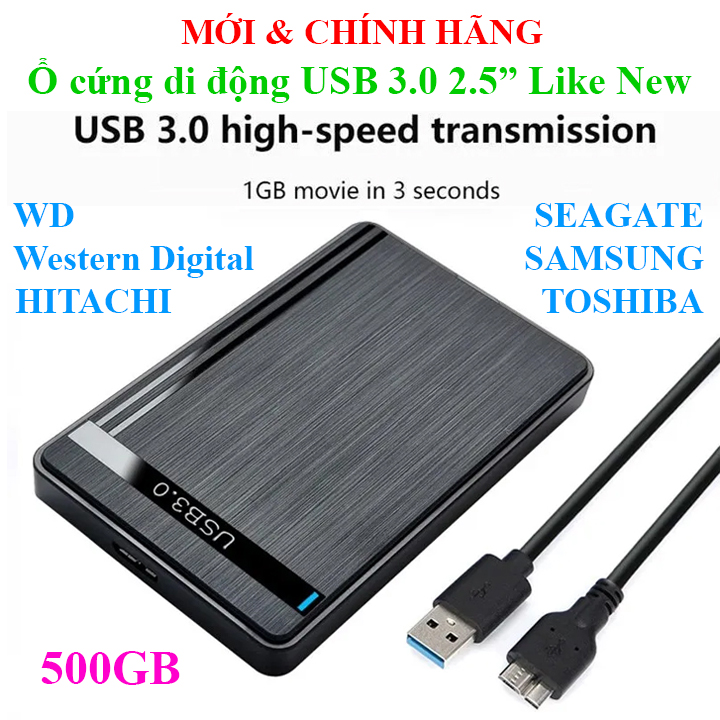 Ổ cứng di động USB 3.0 Tặng cáp 500GB 320GB Like New