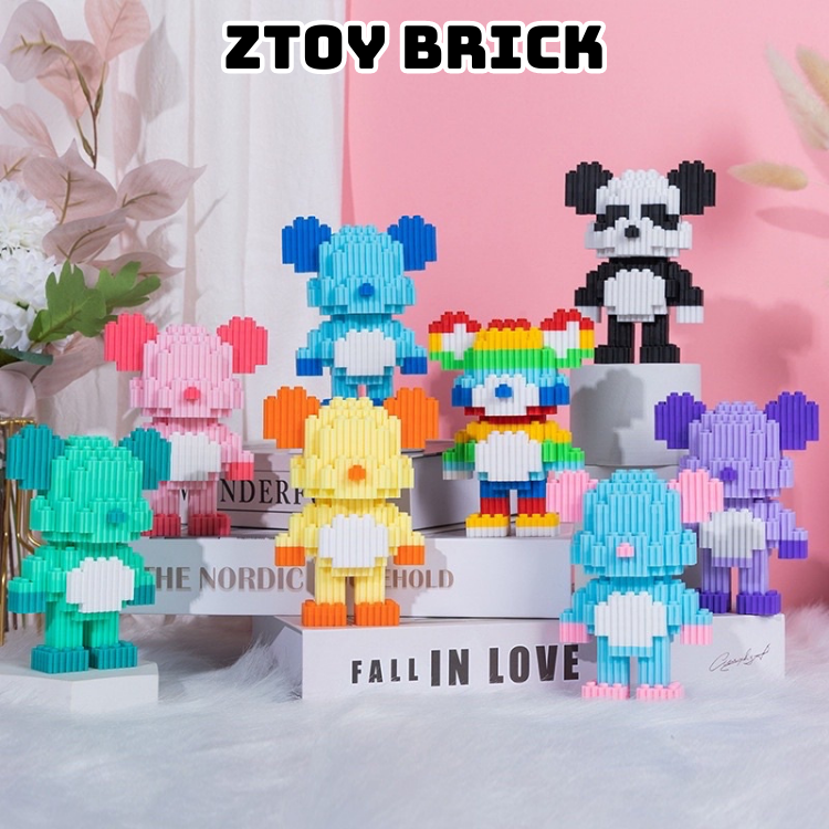 Đồ chơi mô hình lắp ráp Gấu bạo lực Bearbrick 3D size 12cm lắp ráp xếp hình bear brick mini 3D dễ thương ZTOY