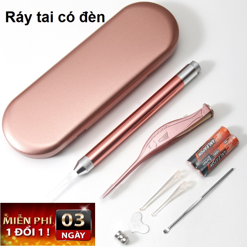 Lấy ráy tai có đèn Bộ lấy ráy tai chuyên nghiệp dụng cụ lấy ráy tai cao cấp cho bé, Dụng Cụ Lấy Ráy Tai Kèm Kẹp Gắp Có Đèn Cho Bé-TẶNG PIN VÀ 2 ĐẦU LẤY