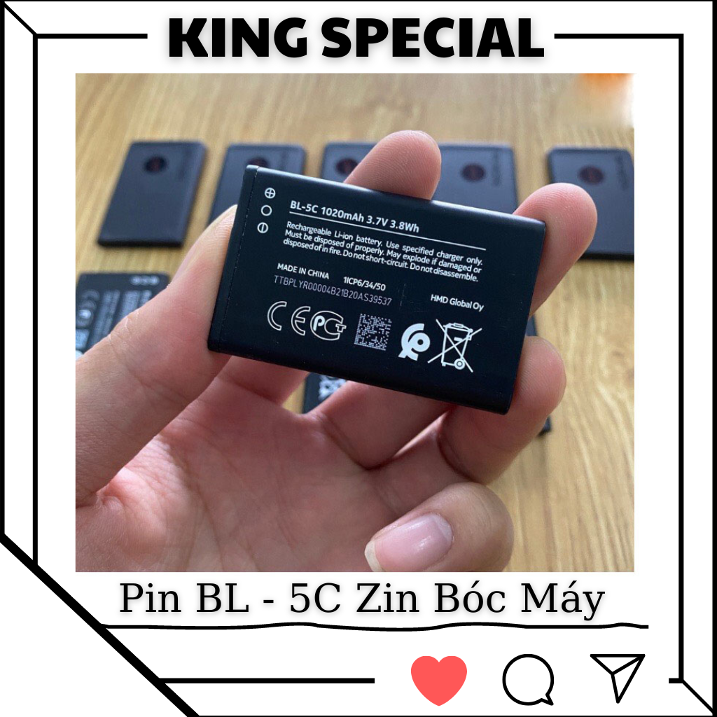 Pin bl-5c đen zin bóc hộp cho điện thoại nokia đời mới 110 4g / 210 4g / 105 4g / 150