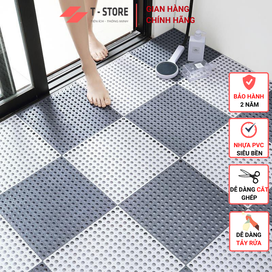Combo 11 Tấm Lót Sàn Nhựa nhà Vệ Sinh Nguyên Khối T.STORE VIệt Nam . Vỉ Lót Sàn nhựa Nhà Vệ Sinh T.STORE Siêu Bền...
