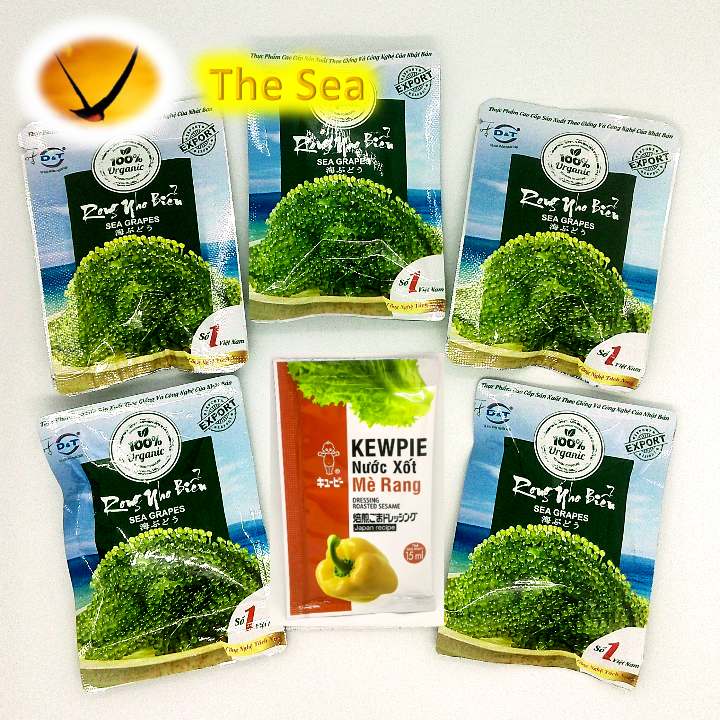 [HCM]5 gói rong nho khô Vmax 110g - Nở gấp 11 lần kích thước ban đầu + Tặng 1 gói nước xốt mè rang Kewpie 15ml