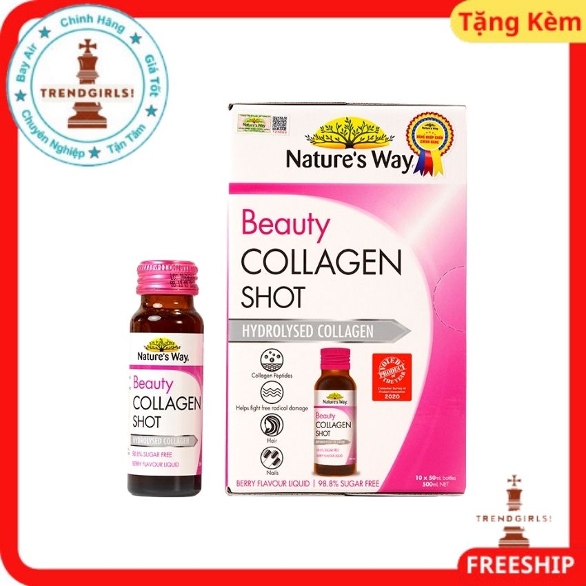 Collagen thủy phân/nước có hạt nho và vitamin E Nature's Way Beauty Collagen Shot/Liquid, Úc