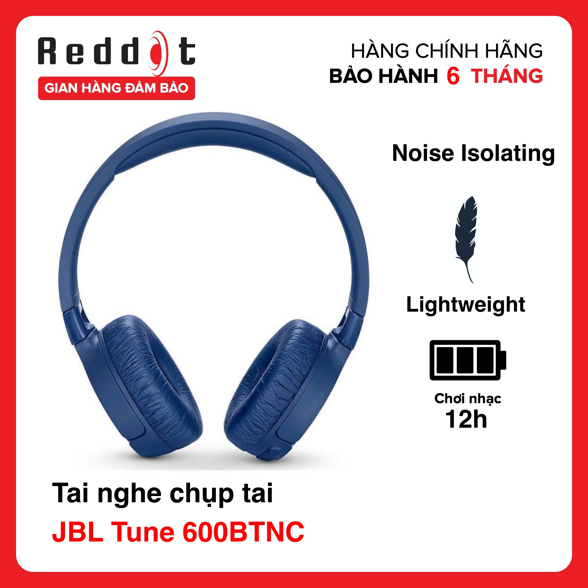 Tai nghe bluetooth chụp tai JBL Tune 600BTNC - Hàng chính hãng, cho âm thanh mạnh mẽ, trung thực có khả năng truyền đạt chất âm tuyệt vời và hoàn hảo đến người nghe - Reddot  Mall