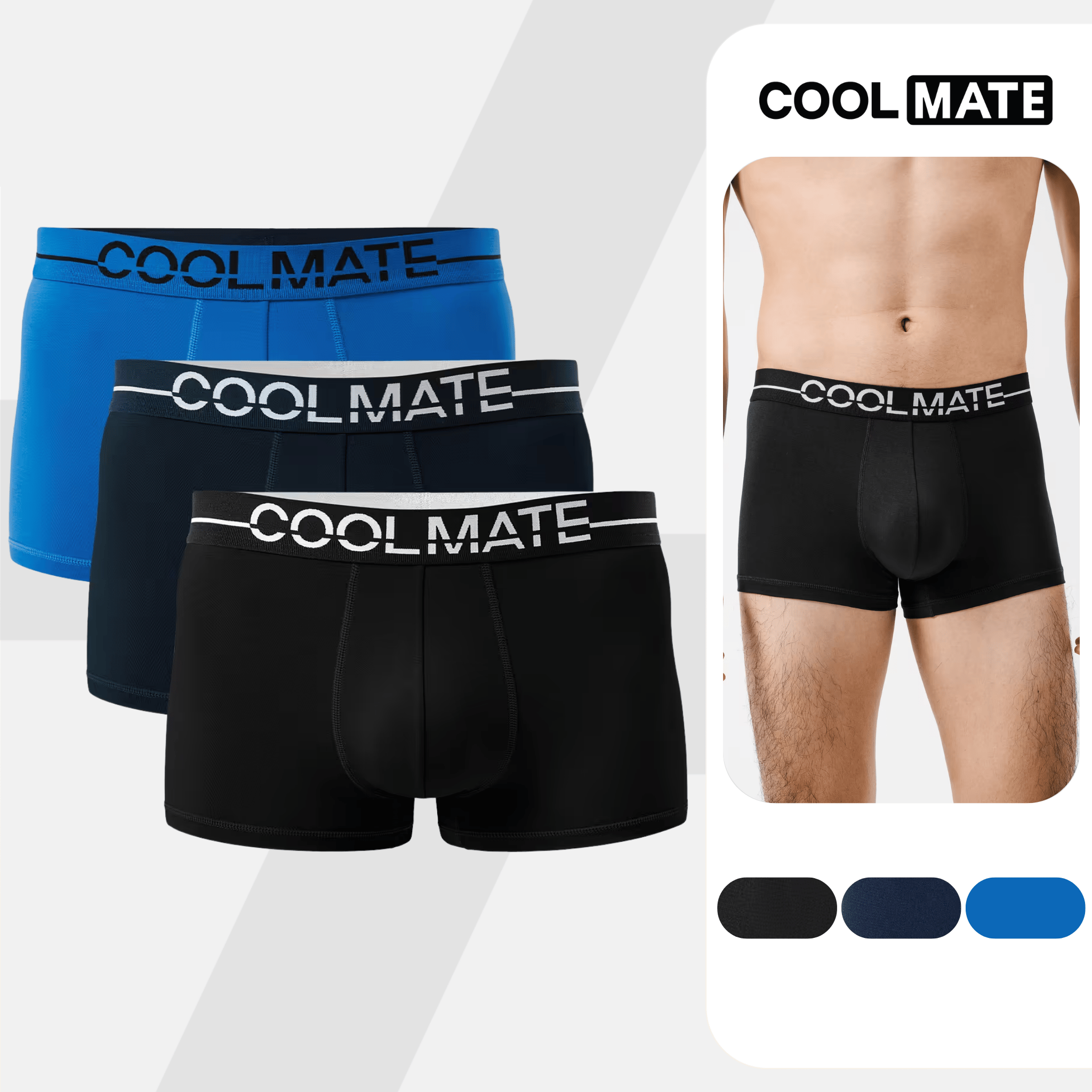 Combo 3 Quần lót Nam Trunk Ex-Comfort Modern Bamboo Kháng Khuẩn - Thoáng khí Coolmate