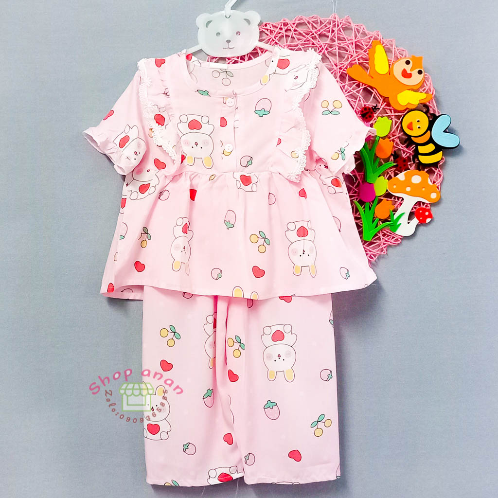 Bộ tole/lanh quần dài tay ngắn bé gái 10-11kg