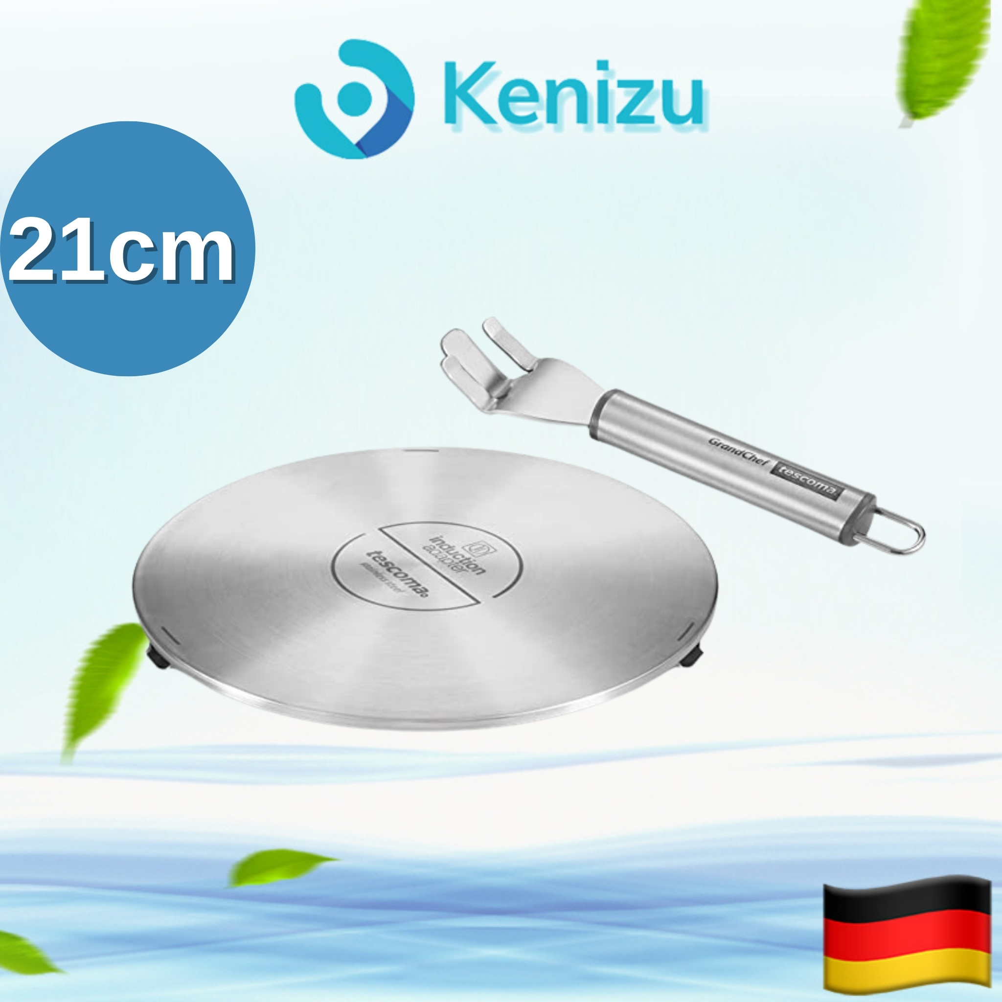 Đĩa chuyển nhiệt bếp từ Tescoma 21cm chất liệu thép không gỉ, 3 lớp dày dặn, dẫn từ nhanh chóng