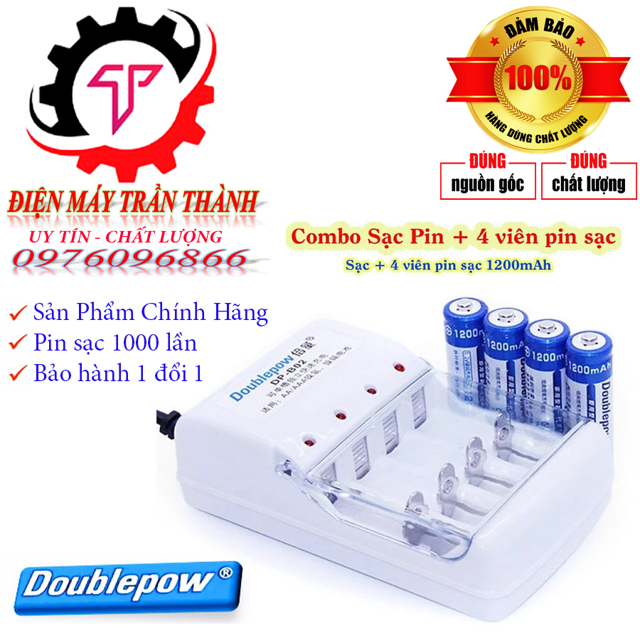 Bộ pin sạc aa/aaa dp-s576 doublepow - bộ sạc 4 viên pin tiểu - pin cho micro đồ chơi trẻ em chuột máy tính..