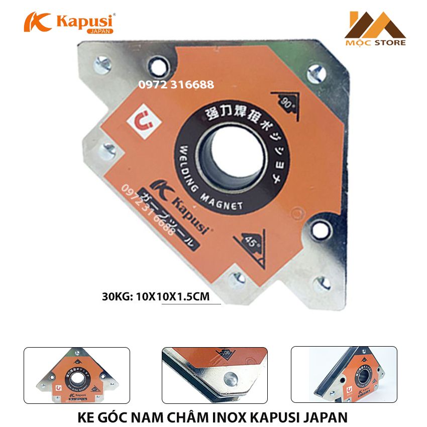 Ke góc nam châm inox 30lbs kapusi japan - nam châm ke góc vuông 30kg - nam châm hàn góc vuông