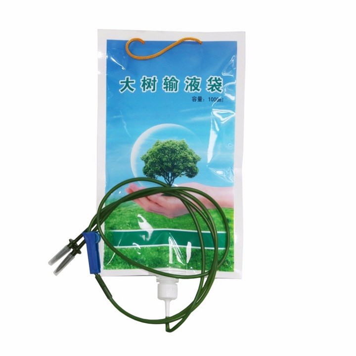 10 Túi truyền dịch cho cây ( chưa có dịch ) loại 1 lít 2 que nhỏ giọt - sử dụng truyền dinh dưỡng cho cây hoặc giữ nước tưới nhỏ giọt cho cây