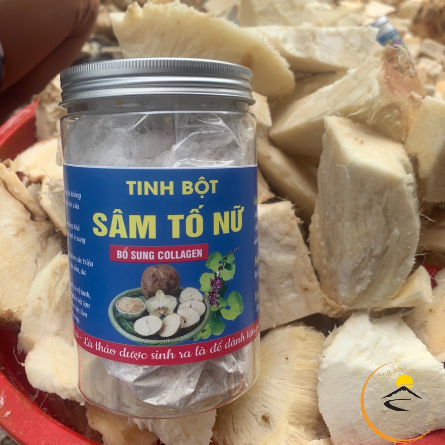 Tinh bột sâm tố nữ khô nguyên chất tăng vòng 1 thượng hạng, xay lọc thủ công từ củ sâm tố nữ tươi sản sinh collagen, tăng cường nội tiết