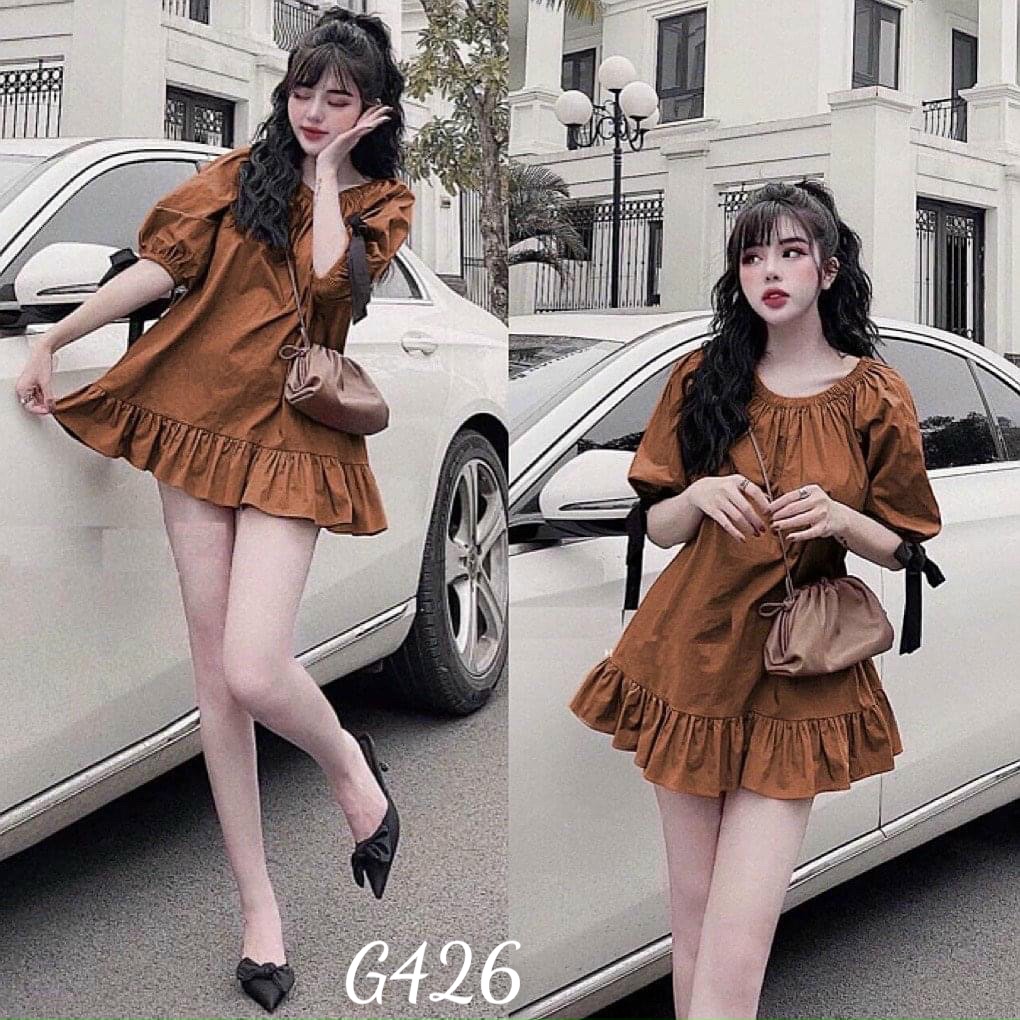 Đầm baby doll nữ đuôi cá dáng xoè chất kate lụa G426a