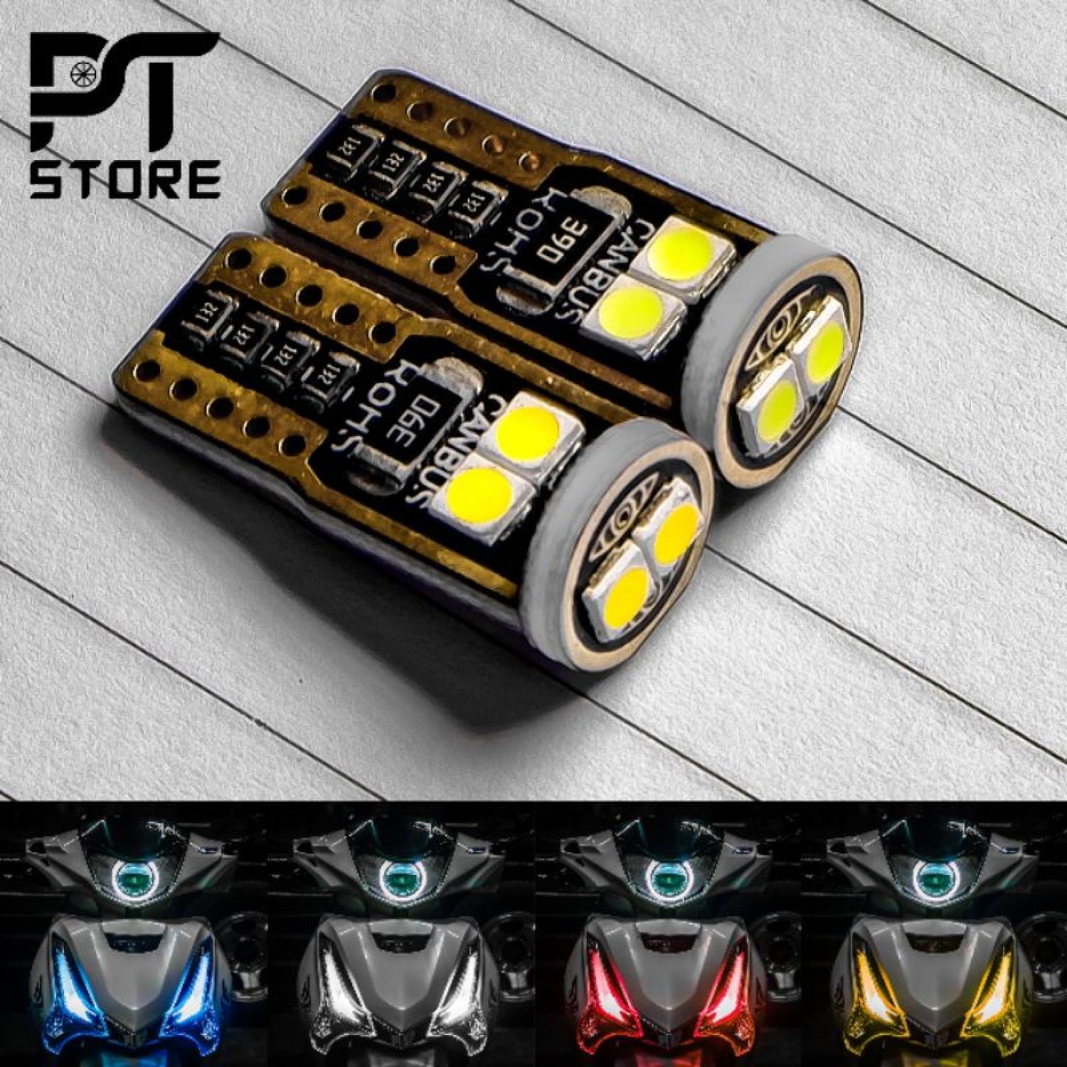 Đèn led canbus t10 gắn demi, đồng hồ, xinhan xe future, rsx, wave có 5 màu