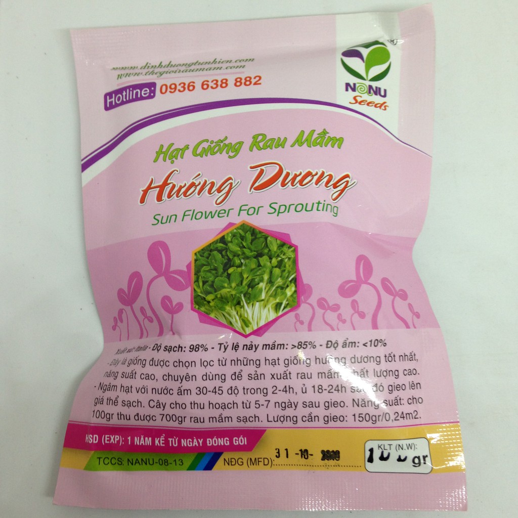 Hạt giống rau mầm Hướng Dương - 100g
