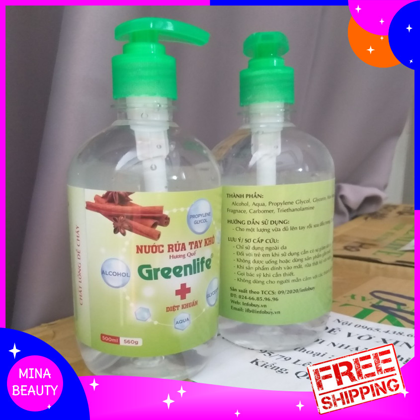 [HCM][HÀNG CHÍNH HÃNG] Nước rửa tay khô thiên nhiên Greenlife gel rửa tay khô sát khuẩn an toàn - MINABEAUTY (Xả hàng giao mùi ngẫu nhiên)