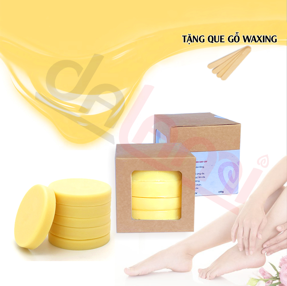 SÁP WAX TẨY LÔNG DẠNG BÁNH CAO CẤP TIỆN LỢI DALAMI - Hộp 100g - Sáp wax lông nóng - Wax tẩy lông tận gốc, wax lông nách, lông tay, lông chân, wax bikini, vùng kín, hiệu quả, an toàn, lành tính - Tặng 2 qỗ wax lông - Có che tên sản phẩm