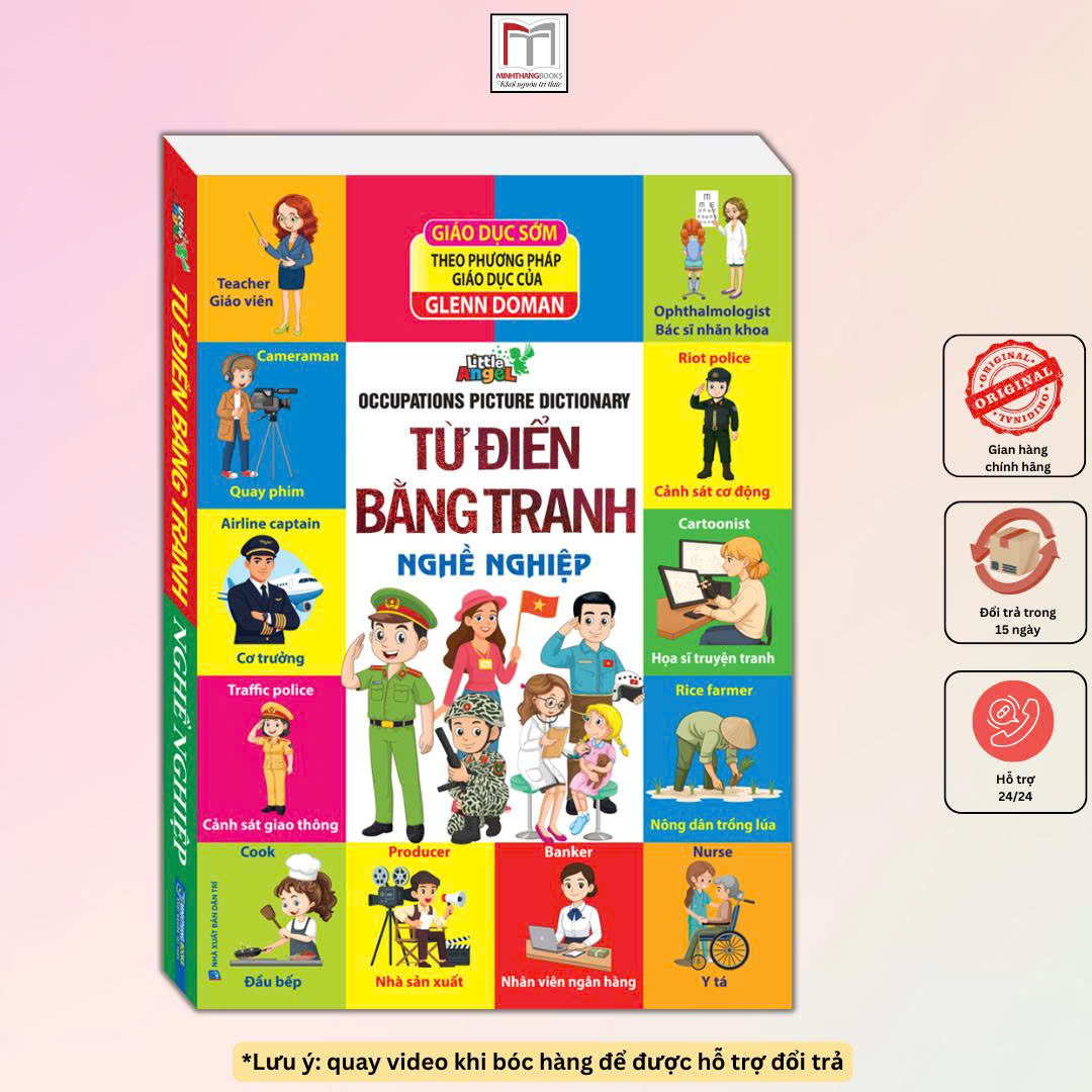 Sách - Từ Điển Bằng Tranh Nghề Nghiệp, quét mã để xem video luyện nghe và học từ vựng (song ngữ Anh Việt) - bìa cứng
