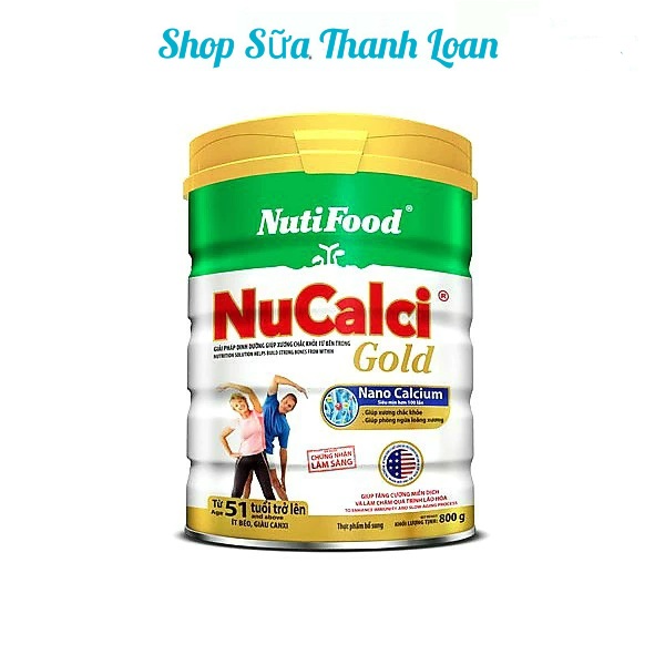 Sữa bột nutifood nucalci gold trên 51 tuổi xương chắc khỏe - hộp 800g.