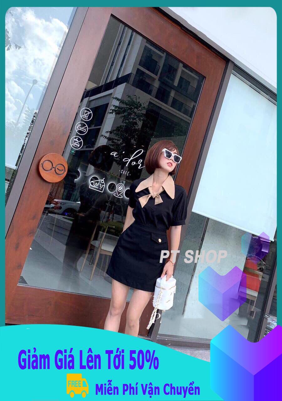 Set áo phi lụa + chân váy thời trang pt shop