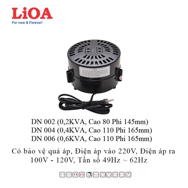 Biến áp đổi nguồn hạ áp lioa - biến áp đổi nguồn lioa 200/400/600va