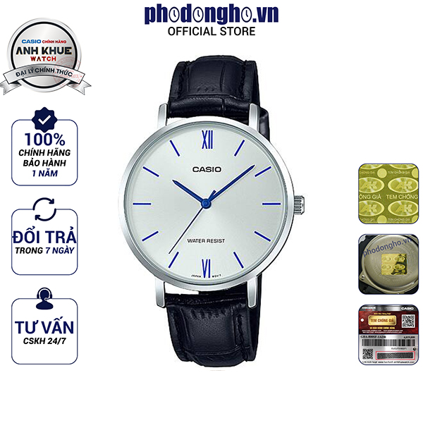 Đồng hồ nữ dây da casio anh khuê ltp-vt01l-7b1udf
