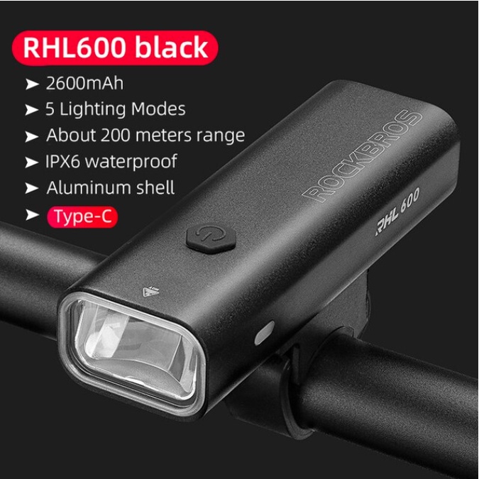 Đèn xe đạp Rockbros , đèn pin xe đạp siêu sáng 600 lumen